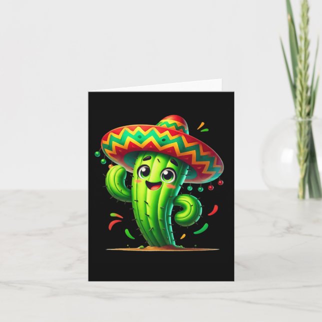 Rolig Kaktus Cinco De Mayo Pojkar Småbarn Mexikans Kort (Framsida)