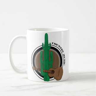 Rolig kaktus med gitarr som spelar countrymusik kaffemugg