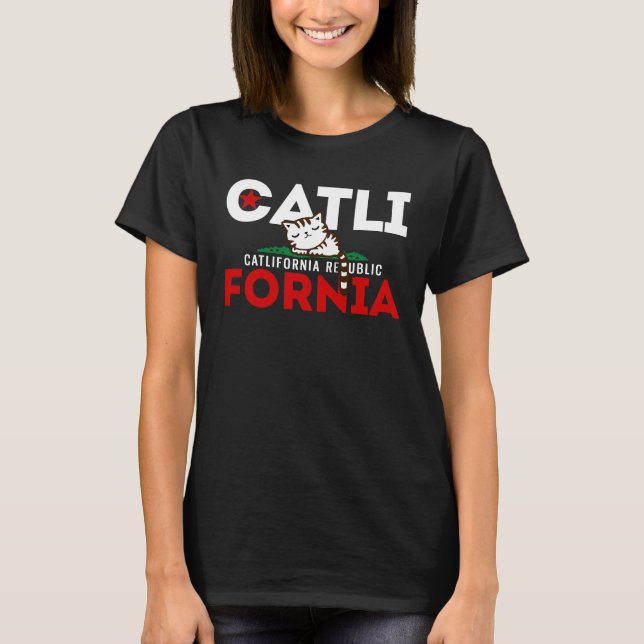 Rolig Kalifornien Catlifornia gullig kattT-tröja T-shirt (Framsida)