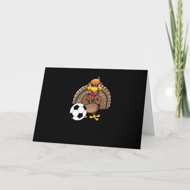 Rolig kalkon fotboll soccer present till thanksgiv kort (Framsida)