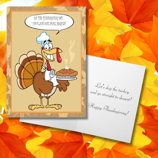 Rolig kalkon Glad Thanksgiving serverar paj  Helgkort (Skapare uppladdad)