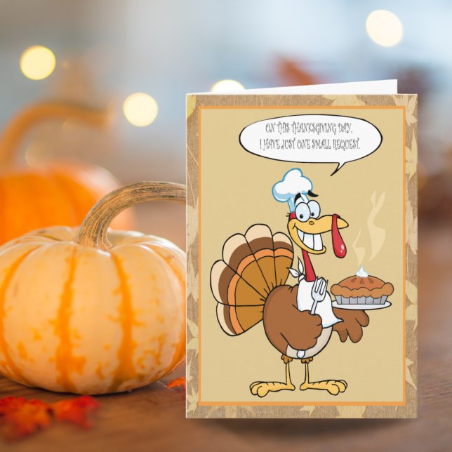Rolig kalkon Glad Thanksgiving serverar paj kort (Skapare uppladdad)
