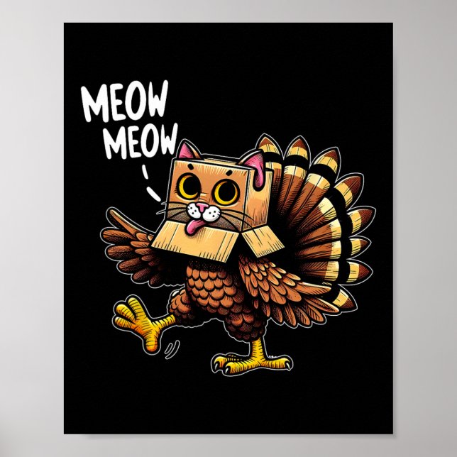 Rolig kalkon katt jamar män kvinnor barn Glad tack Poster (Framsidan)