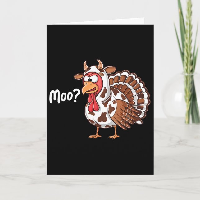 Rolig Kalkon Moo Tackgivelse Dag Falsk Ko Bonde Ko Kort (Framsida)