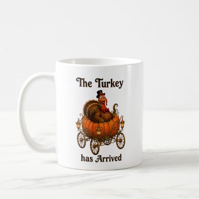 Rolig Kalkon Pumpa Thanksgiving Kaffemugg (Vänster)