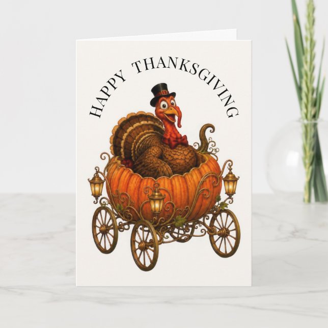 Rolig Kalkon Pumpa Thanksgiving Kort (Framsida)