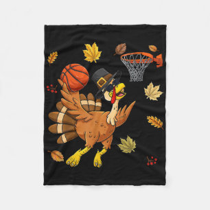 Rolig kalkon som spelar Bysketbyll Glad Thanksgivi Fleecefilt
