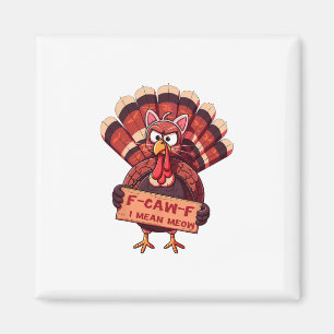 Rolig kalkon tacksgiving humor katt cosplay magnet