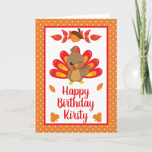 Rolig kalkon Thanksgiving födelsedag Kort (Framsida)
