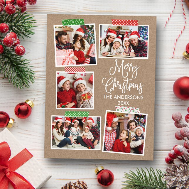 Rolig kalligrafi kraft Glad jul Hantyhband Vykort (Customize to change your personalized text size or text style.)