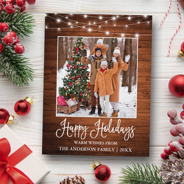 Rolig kalligrafi rustika träljus foto semester vykort (Customize to change your personalized text size or text style.)