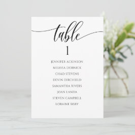 Rolig kalligrafi sittplatskarta bord lista kort