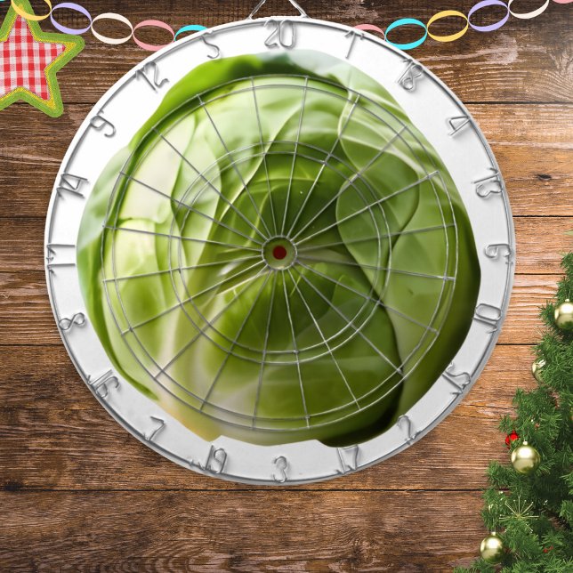 Rolig kålrot jul darttavla (A funny novelty Christmas dartboard featuring a picture of a giant brussels sprout)