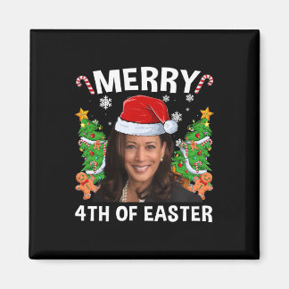 Rolig Kamala Harris jul Santa hatt God jul 4e Magnet