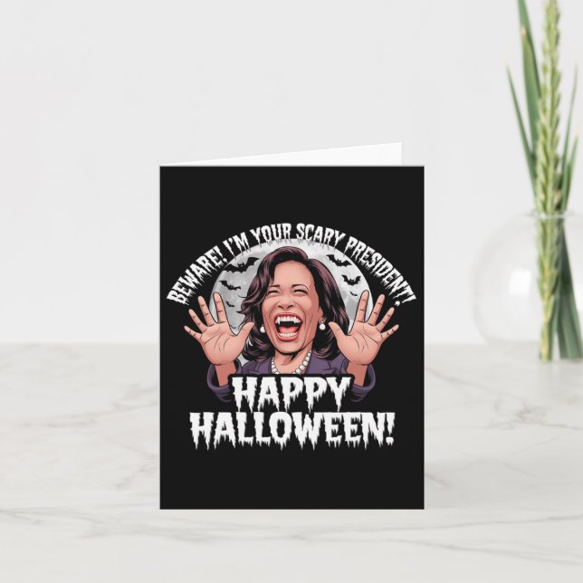 Rolig Kamala Harris läskig Halloween skämt Preside Kort (Framsida)