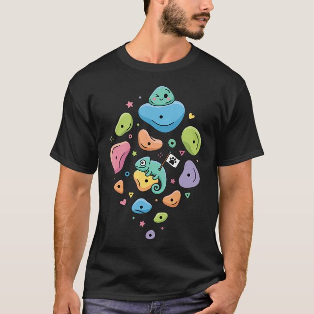 Rolig Kameleont Klippklättring Bouldering T Shirt (Framsida)