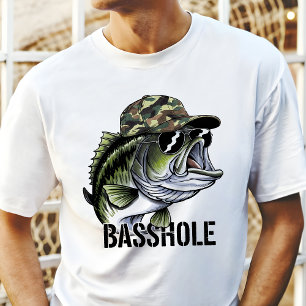 Rolig Kamouflage Basshole Abborre Fiske T Shirt