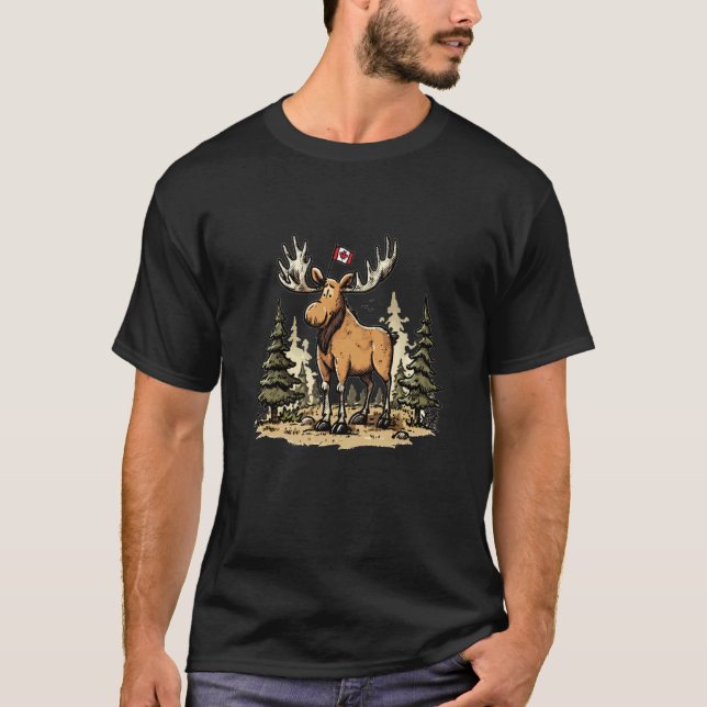 Rolig Kanada Älg Grafik T Shirt (Framsida)