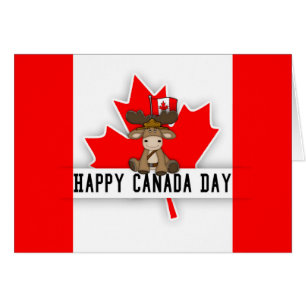 Rolig Kanada dagdesign med älg i Mountiehatt Hälsningskort