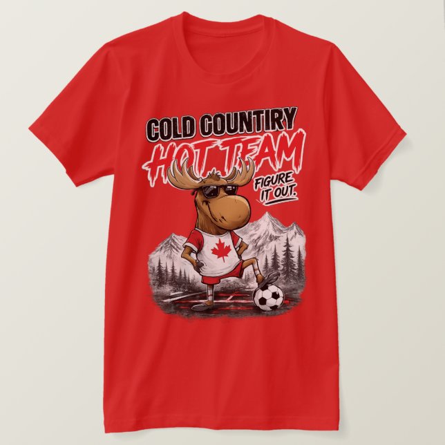 Rolig Kanada-fotbollströja med älg för fans T Shirt (Design framsida)