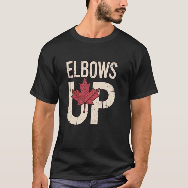Rolig Kanada Meme Armbågar Upp T Shirt (Framsida)