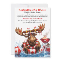 Rolig kanadensisk älg Canada Day BBQ poolparty