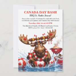 Rolig kanadensisk älg Canada Day BBQ poolparty Inbjudningar