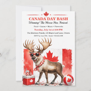 Rolig kanadensisk älg Canada Day-fest grillfest Inbjudningar