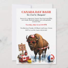 Rolig kanadensisk bison Canada Day bakgårds BBQ-fe Inbjudningar