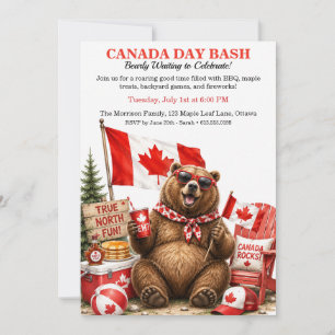 Rolig kanadensisk björn Canada Day-fest BBQ trädgå Inbjudningar