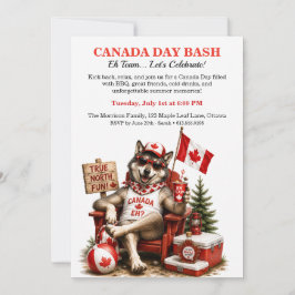 Rolig kanadensisk varg Canada Day bakgårds BBQ-fes Inbjudningar