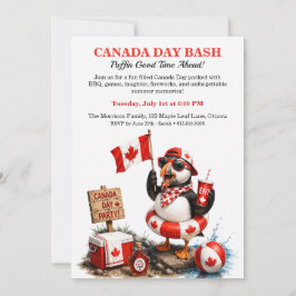 Rolig kanadensiskt lunnefågel Canada Day BBQ poolp Inbjudningar