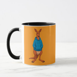 Rolig känguru i blå hoodie kaffemugg
