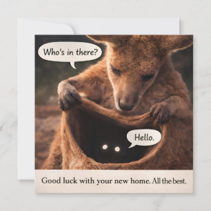Rolig känguru ny hem hälsningskort kort