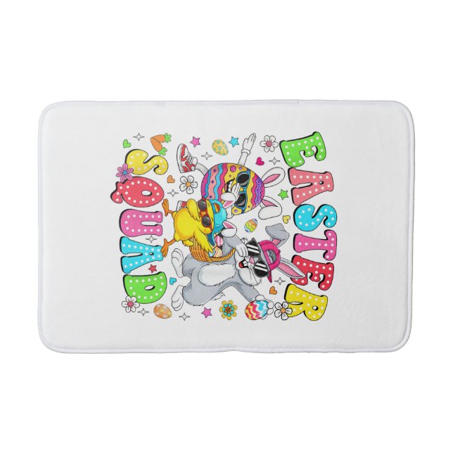 Rolig Kanin Ägg Kyckling Påsk Lag Dag Män Badrumsmatta (Framsidan)