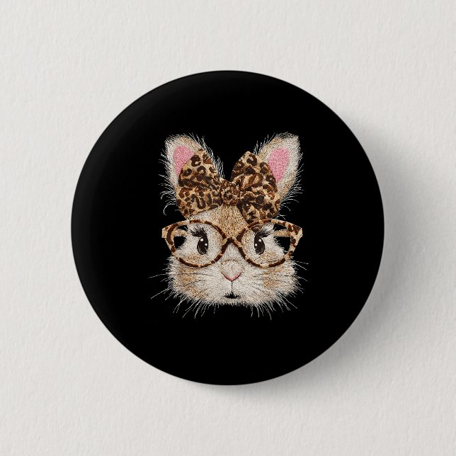 Rolig kanin ansikte Glas bandana Leopard kanin Gla Knapp (Framsida)