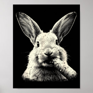 Rolig kanin ansikte grafik söt vintage kanin äter poster