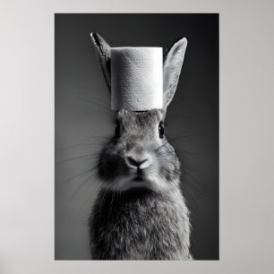 Rolig kanin badrumstryck, toalettpapper mössa poster