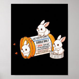 Rolig kanin Bunny Antidepressiv Zoo Pojkar Flickor Poster