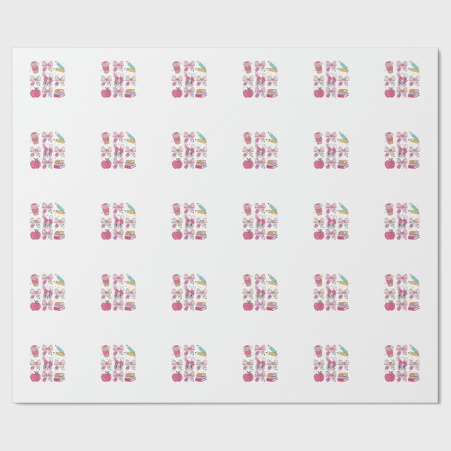 Rolig kanin Coquette Bow Rabbithandledare Påsk Ret Presentpapper (Platt)