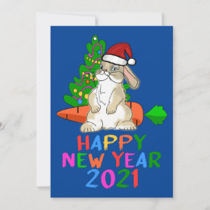 Rolig Kanin Gott Nytt År 2021 Julkort