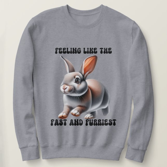 Rolig kanin kanin  lång ärmad tröja (Design framsida)
