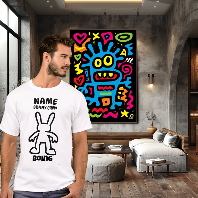 Rolig Kanin Karaktär T-shirt – Boing Custom Crew  (Skapare uppladdad)