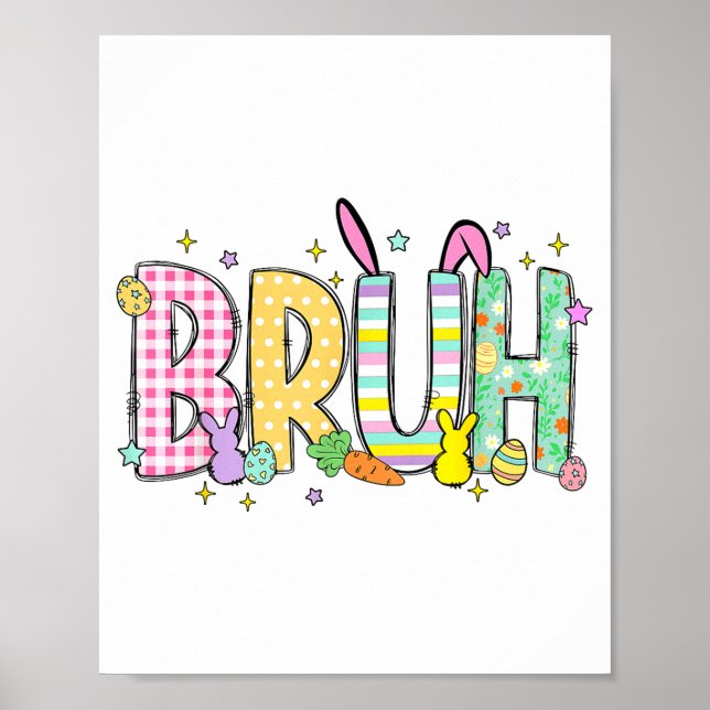 Rolig Kanin Påskägg Glad Påsk Trendig B Poster (Framsidan)