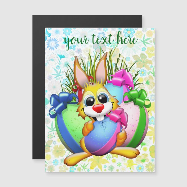 Rolig kanin som biter på ett påskägg (Fram/baksida)