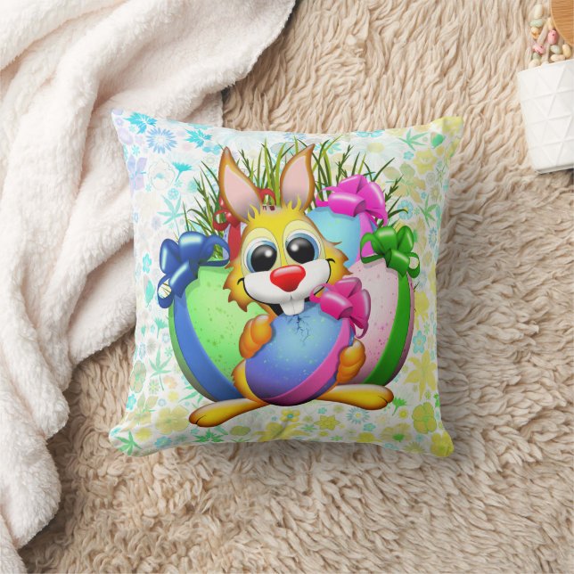 Rolig kanin som biter på ett påskägg kudde (Filt)
