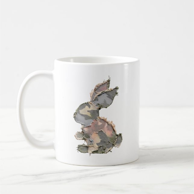 Rolig Kanin Virkad Lappteknik Kamouflage Kanin Gla Kaffemugg (Vänster)
