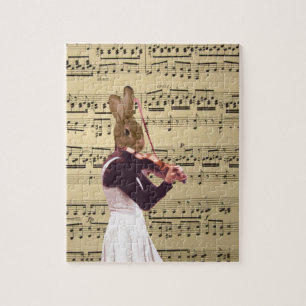 Rolig kaninkaninviolinist pussel