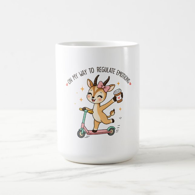 Rolig känsloreglerande gasell med kaffe kaffemugg (Center)