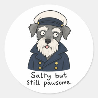Rolig Kapten Schnauzer Salt men Pawsome Runt Klistermärke